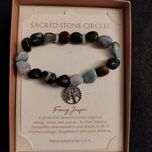 Sacred Stone Circles Fancy Jasper Bracelet With Tree Charm